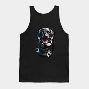 Funny Black Labrador In Pocket Tank Top